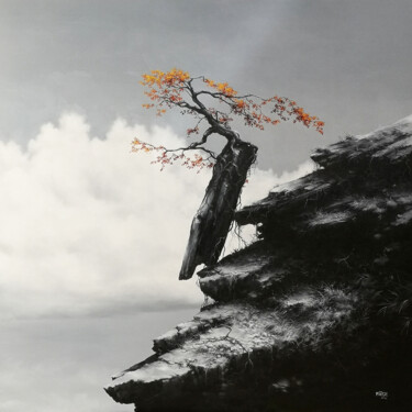 Ζωγραφική με τίτλο "Equilibre 43" από Riege, Αυθεντικά έργα τέχνης, Λάδι Τοποθετήθηκε στο Ξύλινο φορείο σκελετό