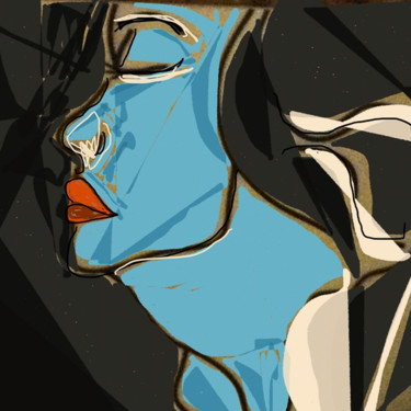 Artes digitais intitulada "Chica azul" por Guy Rieutort, Obras de arte originais