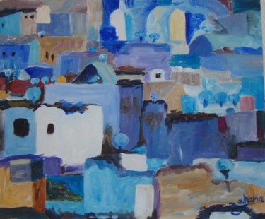 Painting titled "The Medina" by Zakaria Rifki, Original Artwork, Acrylic