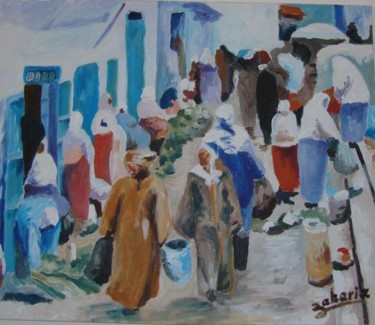 Painting titled "The Souika 2" by Zakaria Rifki, Original Artwork, Acrylic
