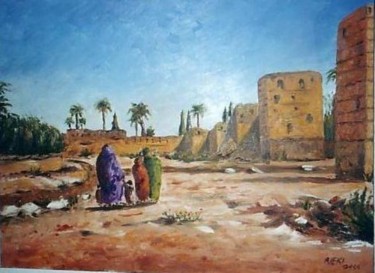Malerei mit dem Titel "Old city walls" von Zakaria Rifki, Original-Kunstwerk, Öl