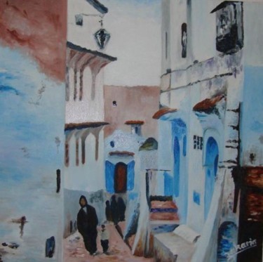 Painting titled "Old medina walking…" by Zakaria Rifki, Original Artwork, Acrylic