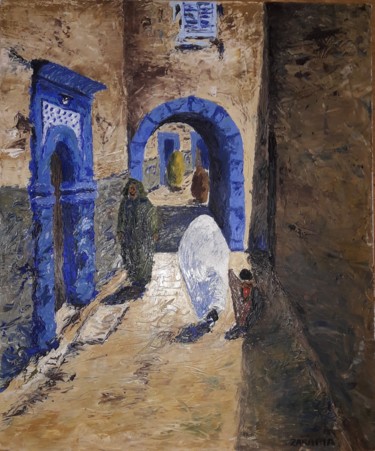Malarstwo zatytułowany „Essaouira alley” autorstwa Zakaria Rifki, Oryginalna praca, Olej