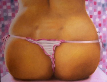 Painting titled "en el baño rosa" by Rigel Herrera, Original Artwork