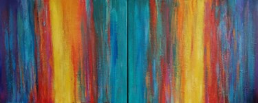 Painting titled "Raining colors (Dip…" by Ricardo De Cádiz, Original Artwork, Acrylic