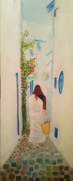 Malerei mit dem Titel "Lella EL baya" von Rihab Bader, Original-Kunstwerk, Öl