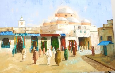 Картина под названием "Halfaouin" - Rihab Bader, Подлинное произведение искусства, Масло Установлен на Деревянная панель