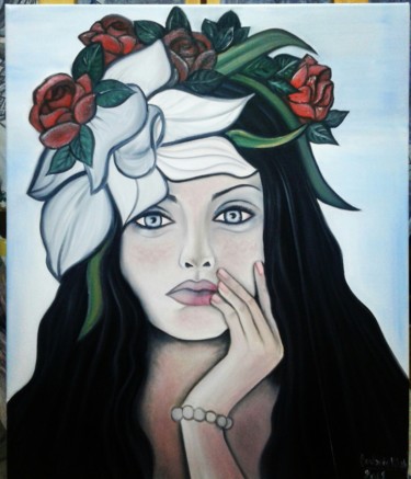 Peinture intitulée "Portrait" par Rihab Blrs, Œuvre d'art originale, Huile