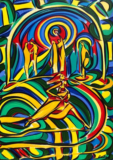 Freedom to leap Color Painting, acrylic, expressionism, artwork by Riina Sirel