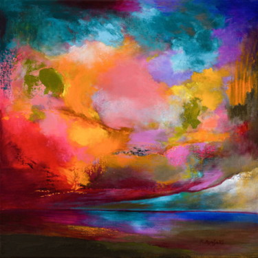 Peinture intitulée "Blazing sky (For Sa…" par Rikka Ayasaki, Œuvre d'art originale, Acrylique