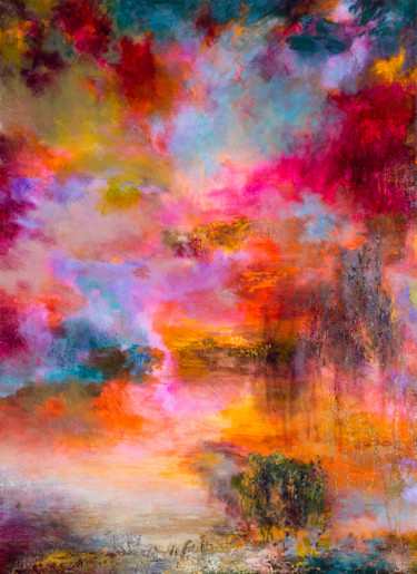 Schilderij getiteld "Sunset 7051-Crépusc…" door Rikka Ayasaki, Origineel Kunstwerk, Acryl