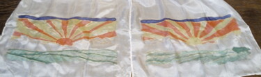 Textilkunst mit dem Titel "Silk Sunset #1" von Rikky, Original-Kunstwerk, Stoff