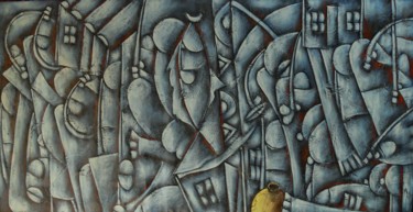 Pittura intitolato "città portuale" da Malè, Opera d'arte originale, Olio