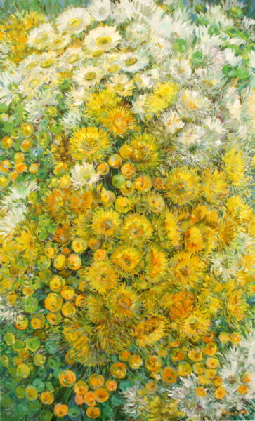 Painting titled "Yellow and White Ch…" by Rima Azatyan, Original Artwork, Oil