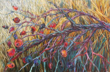 Painting titled "Rose hip (autumn)" by Rima Azatyan, Original Artwork, Oil