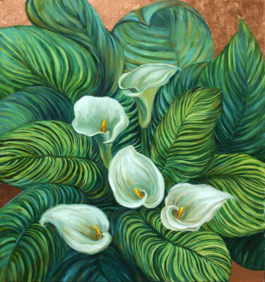 Painting titled "Calla Lilies (Afric…" by Rima Azatyan, Original Artwork, Oil