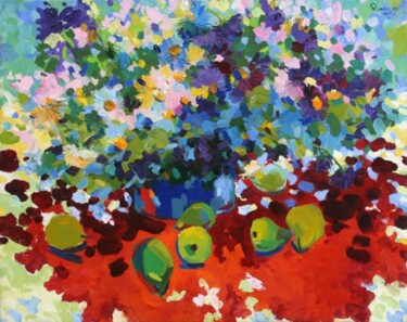 Painting titled "Pears Under Flowers…" by Rima Azatyan, Original Artwork