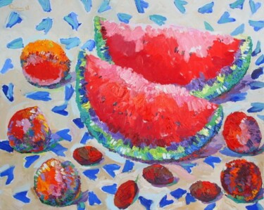 Painting titled "The watermelon, seg…" by Rima Azatyan, Original Artwork, Oil