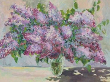 Schilderij getiteld "Lilacs" door Rima Azatyan, Origineel Kunstwerk, Olie