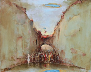 Painting titled "DEBESĖLIS IR JO MYL…" by Rimas Galeckas, Original Artwork, Oil