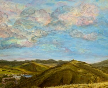 Painting titled "Landscape "Peaceful…" by Rimma Tagirova, Original Artwork, Oil
