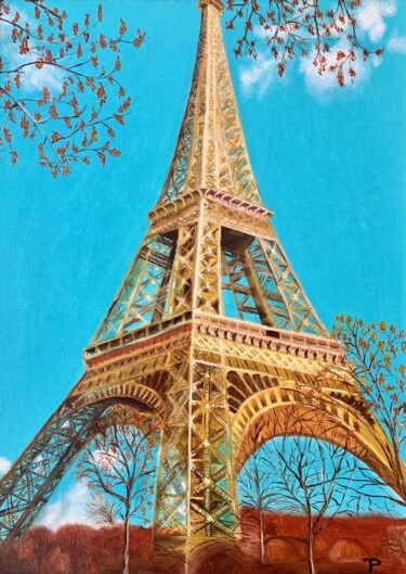 Schilderij getiteld "Paris" door Rimma Tagirova, Origineel Kunstwerk, Olie