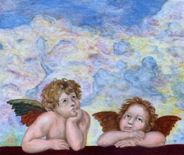 Painting titled "angels" by Rimma Tagirova, Original Artwork, Oil
