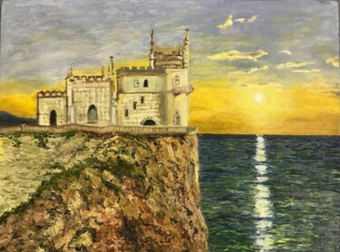 Painting titled "House in Crimea "Sw…" by Rimma Tagirova, Original Artwork, Oil