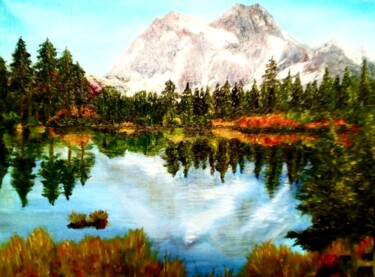 Painting titled "landscape Autumn la…" by Rimma Tagirova, Original Artwork, Oil