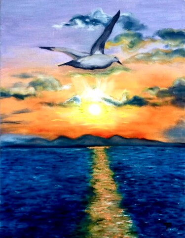 Peinture intitulée "Petrel" par Rimma Tagirova, Œuvre d'art originale, Huile