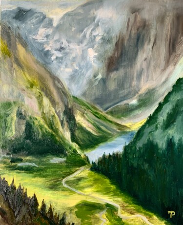 Schilderij getiteld "“Mountains” Landsca…" door Rimma Tagirova, Origineel Kunstwerk, Olie