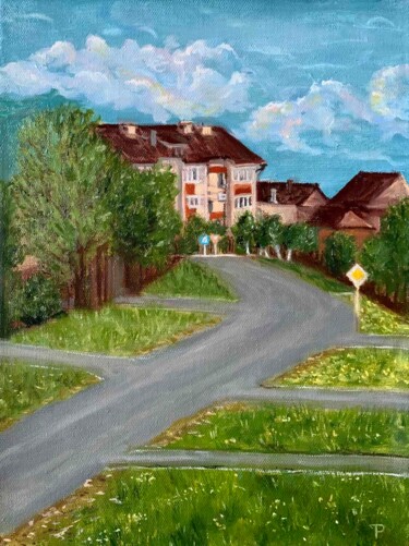 Painting titled "Road to children." by Rimma Tagirova, Original Artwork, Oil