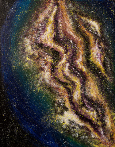 Peinture intitulée "PURPLE STAR TREK ac…" par Rimma Savina, Œuvre d'art originale, Acrylique Monté sur Châssis en bois