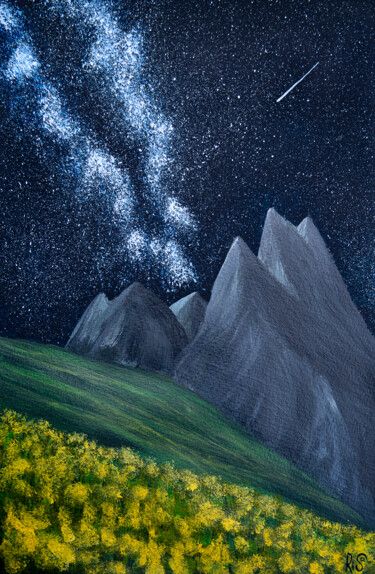 Pittura intitolato "STARLIGHT, night la…" da Rimma Savina, Opera d'arte originale, Acrilico