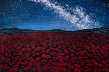 Painting titled "POPPIES MYSTERY, ni…" by Rimma Savina, Original Artwork, Acrylic