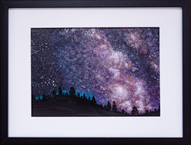 Painting titled "PURPLE STARS, frame…" by Rimma Savina, Original Artwork, Acrylic