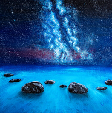 Картина под названием "LAKE OF DREAMS, bou…" - Rimma Savina, Подлинное произведение искусства, Акрил Установлен на Деревянна…