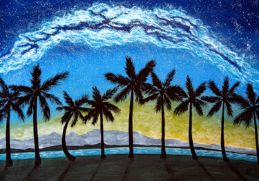 Malerei mit dem Titel "DREAMY PALM TREES,…" von Rimma Savina, Original-Kunstwerk, Acryl