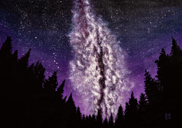 Pintura titulada "CALM NIGHT, violet…" por Rimma Savina, Obra de arte original, Acrílico