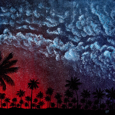 「SOFT SUMMER NIGHT,…」というタイトルの絵画 Rimma Savinaによって, オリジナルのアートワーク, アクリル ウッドストレッチャーフレームにマウント
