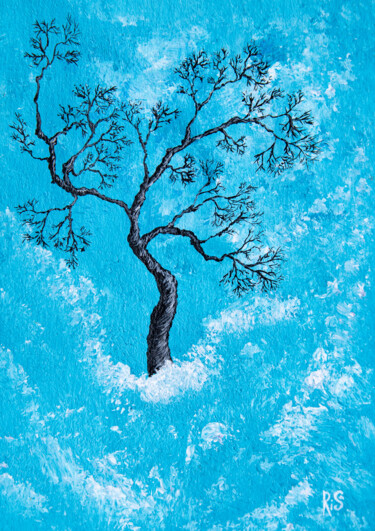 Painting titled "A TREE IN THE CLOUD…" by Rimma Savina, Original Artwork, Acrylic
