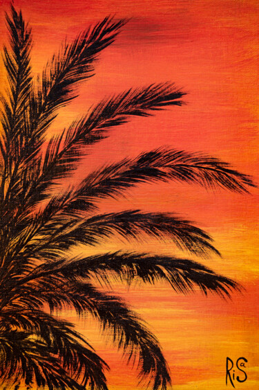 Картина под названием "SUMMER SUNSET, 30x2…" - Rimma Savina, Подлинное произведение искусства, Акрил Установлен на картон