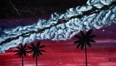 Painting titled "MIDNIGHT, milky way…" by Rimma Savina, Original Artwork, Acrylic Mounted on Wood Stretcher frame