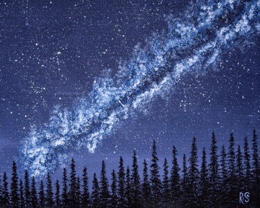 Картина под названием "NIGHT HORIZON, 40x5…" - Rimma Savina, Подлинное произведение искусства, Акрил Установлен на Деревянна…