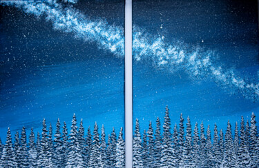 Painting titled "WINTER DREAM, dipty…" by Rimma Savina, Original Artwork, Acrylic Mounted on Wood Stretcher frame