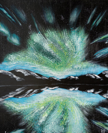 Картина под названием "NORTHERN SKY, 60x50…" - Rimma Savina, Подлинное произведение искусства, Акрил Установлен на Деревянна…