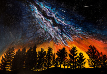 Malerei mit dem Titel "WATCHING THE SKY, l…" von Rimma Savina, Original-Kunstwerk, Acryl