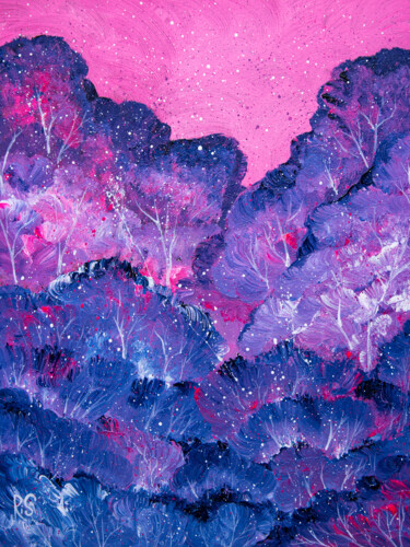 Painting titled "CORAL REEF - pink p…" by Rimma Savina, Original Artwork, Acrylic Mounted on Wood Stretcher frame