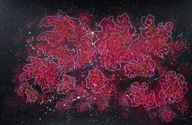 Painting titled "RED PEONIES - abstr…" by Rimma Savina, Original Artwork, Acrylic