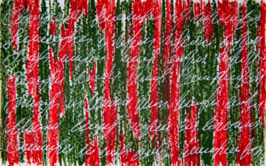 Peinture intitulée "LETTER RED GREEN -…" par Rimma Savina, Œuvre d'art originale, Pastel